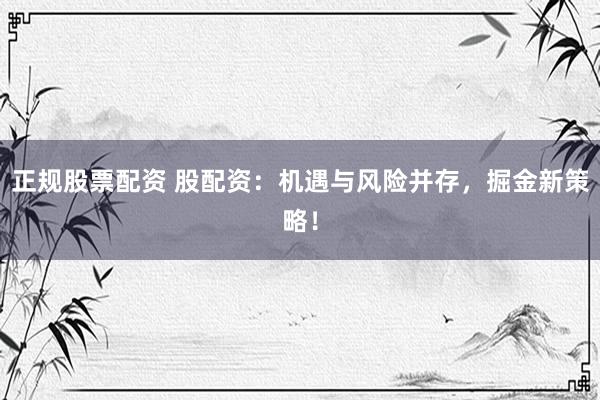 正规股票配资 股配资：机遇与风险并存，掘金新策略！