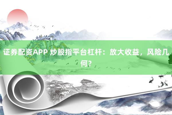 证券配资APP 炒股指平台杠杆：放大收益，风险几何？
