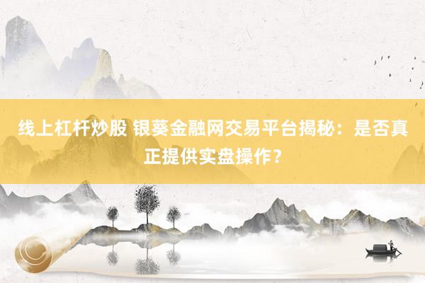线上杠杆炒股 银葵金融网交易平台揭秘：是否真正提供实盘操作？