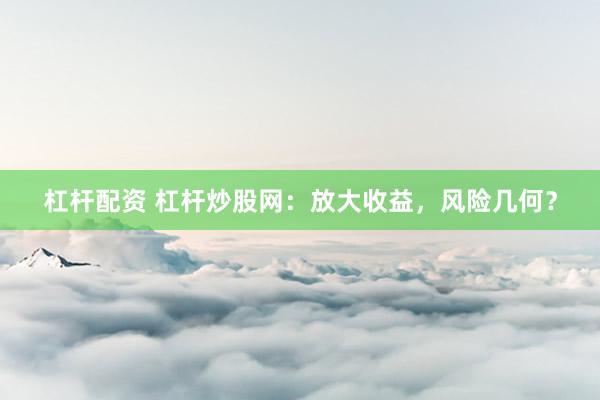 杠杆配资 杠杆炒股网：放大收益，风险几何？