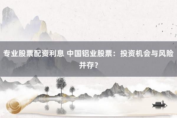 专业股票配资利息 中国铝业股票：投资机会与风险并存？