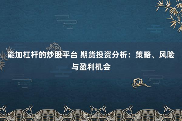 能加杠杆的炒股平台 期货投资分析：策略、风险与盈利机会