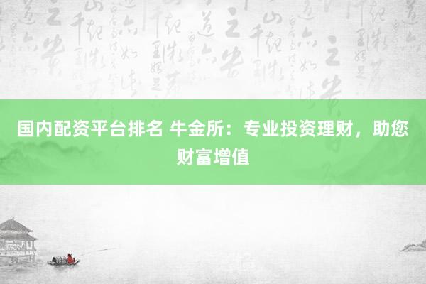 国内配资平台排名 牛金所：专业投资理财，助您财富增值
