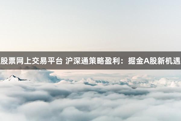股票网上交易平台 沪深通策略盈利:掘金A股新机遇