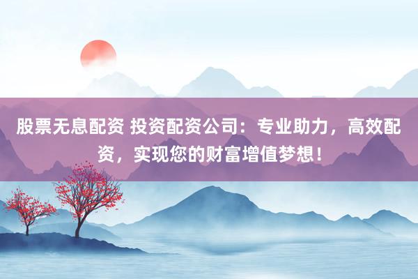 股票无息配资 投资配资公司:专业助力,高效配资,实现您的财富增值梦想!