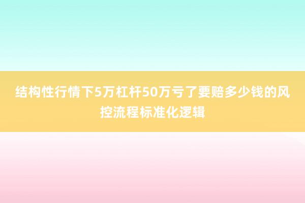 结构性行情下5万杠杆50万亏了要赔多少钱的风控流程标准化逻辑