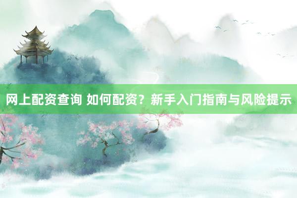 网上配资查询 如何配资？新手入门指南与风险提示