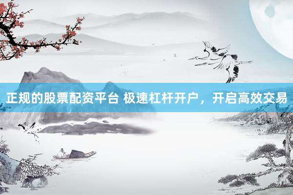 正规的股票配资平台 极速杠杆开户，开启高效交易